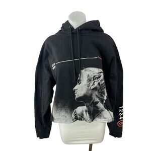 H&M x Justin Beiber Women's Black Hoodie Hooded Relaxed Sweatshirt Top Size L